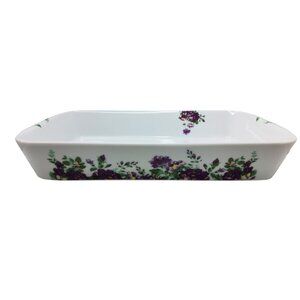 Vintage Darbie Angell "Darbies Rose Amethyst" Porcelain Baking Dish